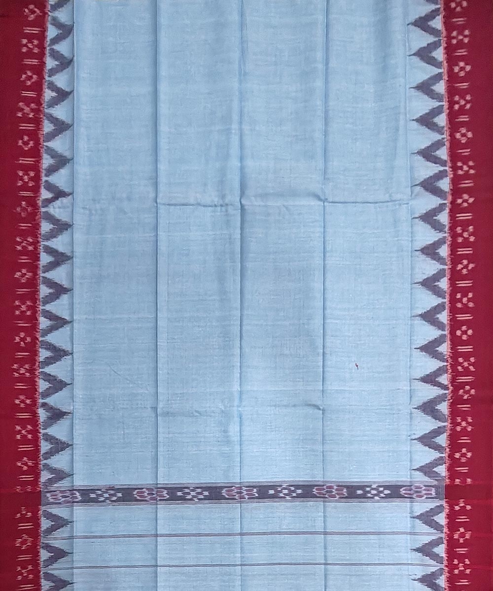 Skyblue Maroon Sambalpuri Handwoven Cotton Gamuchha Image 3