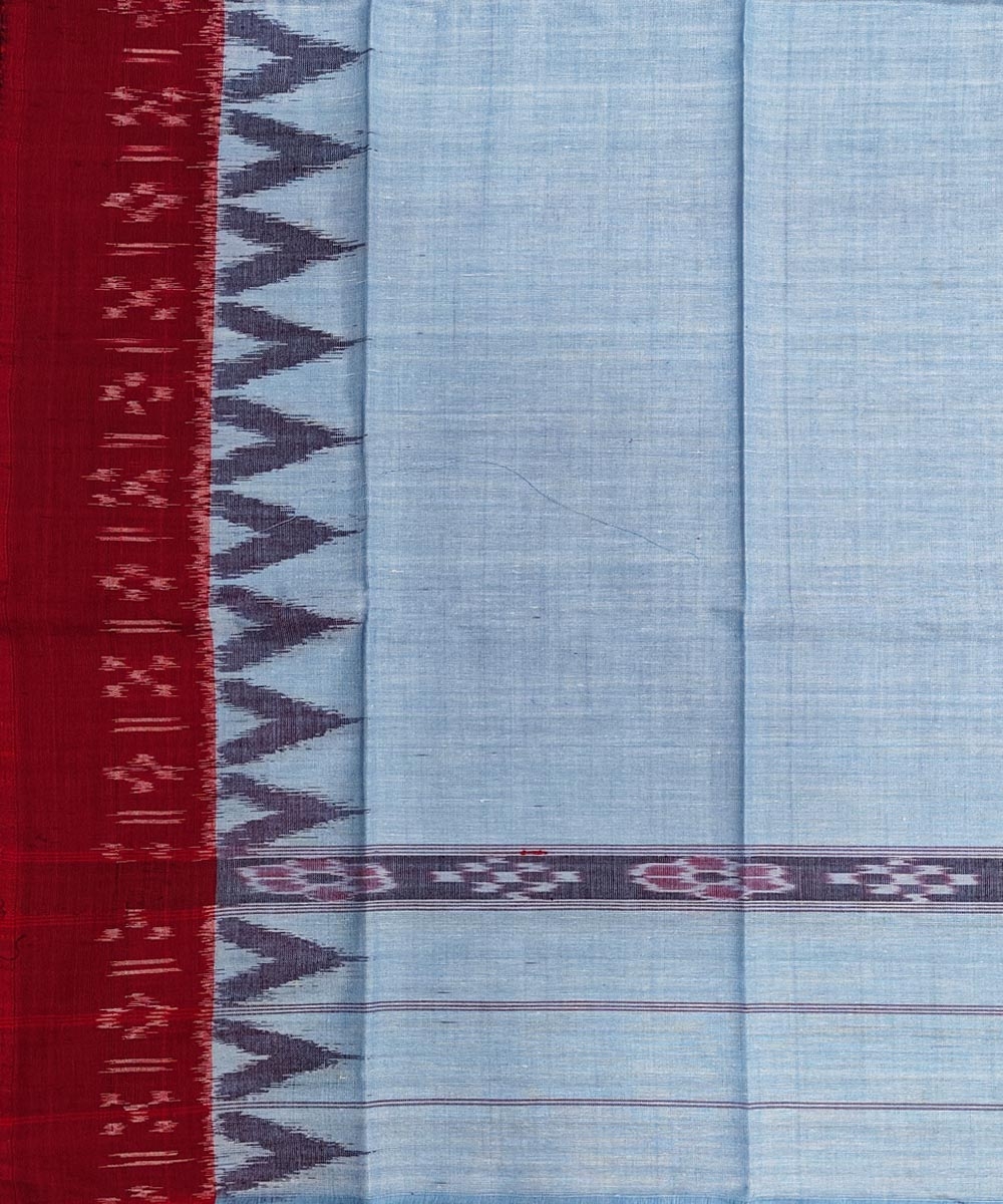 Skyblue Maroon Sambalpuri Handwoven Cotton Gamuchha Image 4