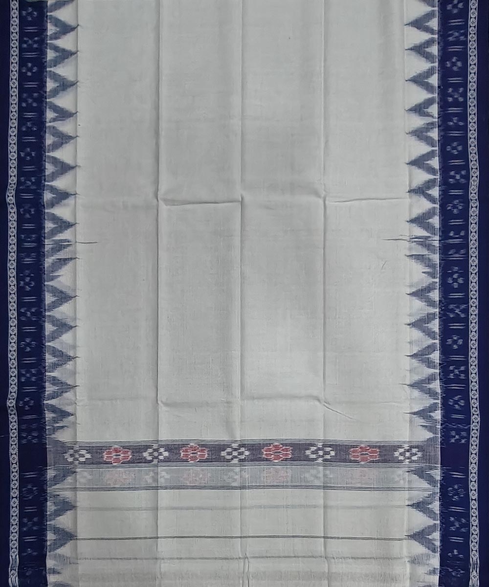 Offwhite Blue Sambalpuri Handwoven Cotton Gamuchha Image 3