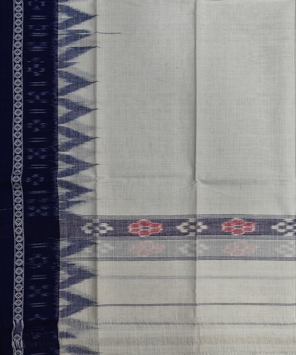 Offwhite Blue Sambalpuri Handwoven Cotton Gamuchha Image 4