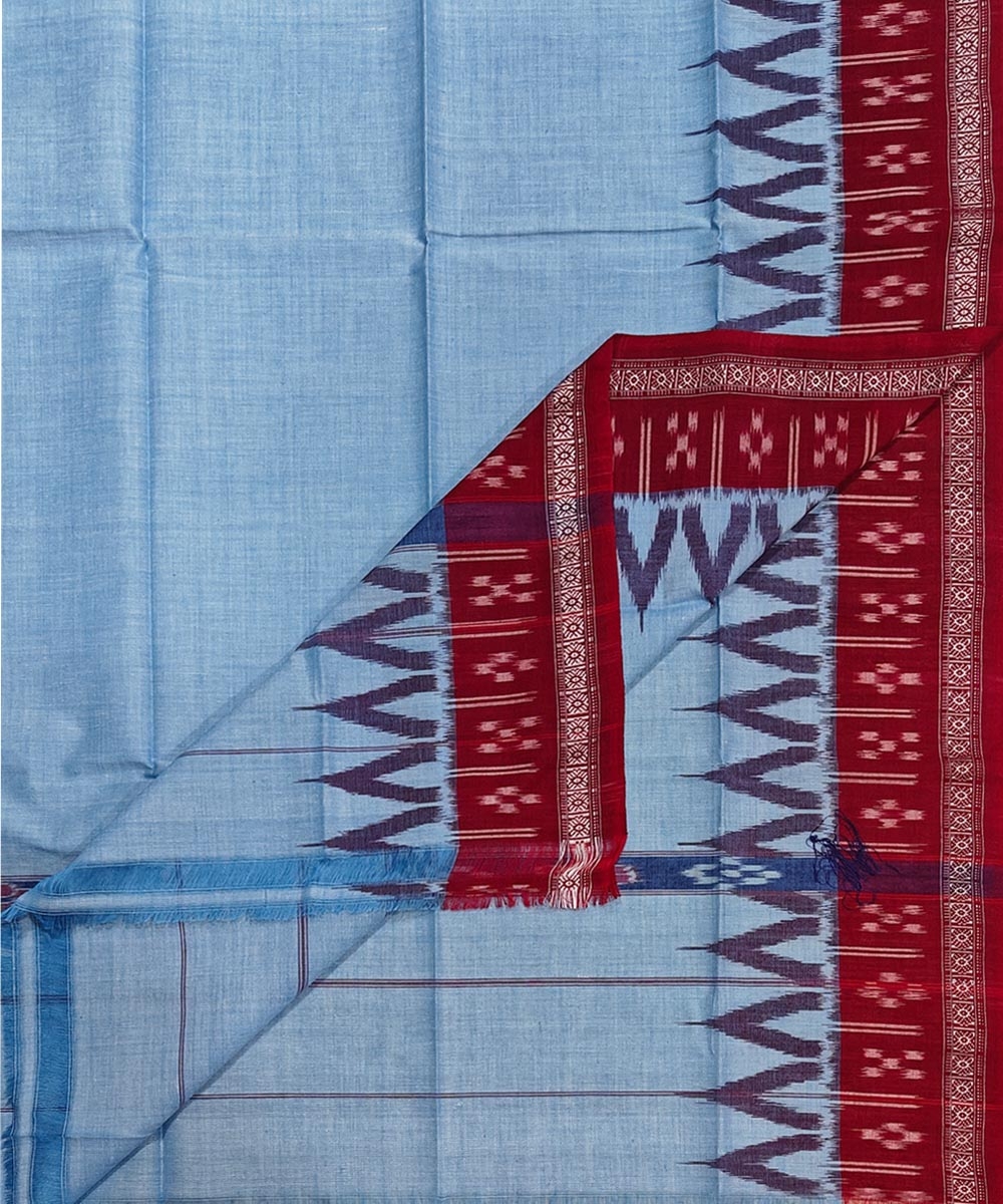 Skyblue Maroon Sambalpuri Handwoven Cotton Gamuchha Image 1