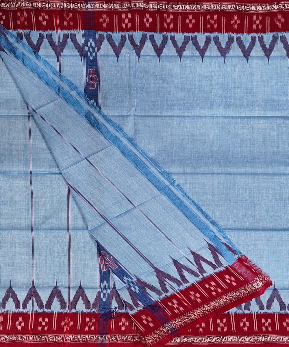 Skyblue Maroon Sambalpuri Handwoven Cotton Gamuchha Image 2
