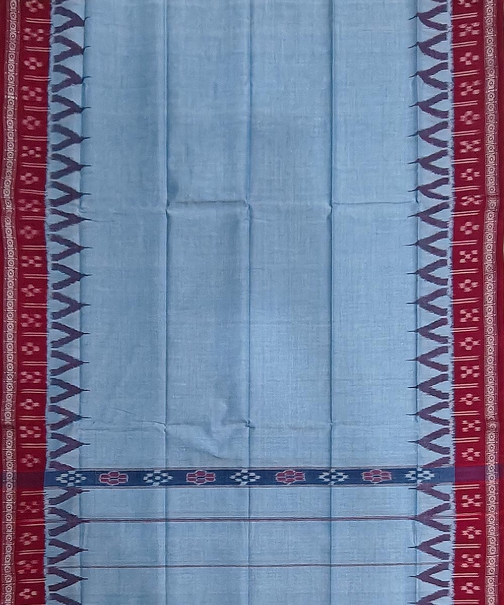 Skyblue Maroon Sambalpuri Handwoven Cotton Gamuchha Image 3