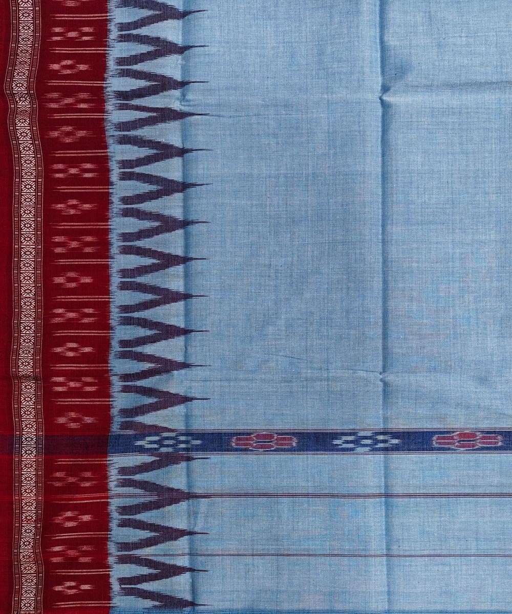 Skyblue Maroon Sambalpuri Handwoven Cotton Gamuchha Image 4