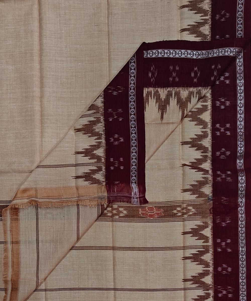 Beige Maroon Sambalpuri Handwoven Cotton Gamuchha Image 1