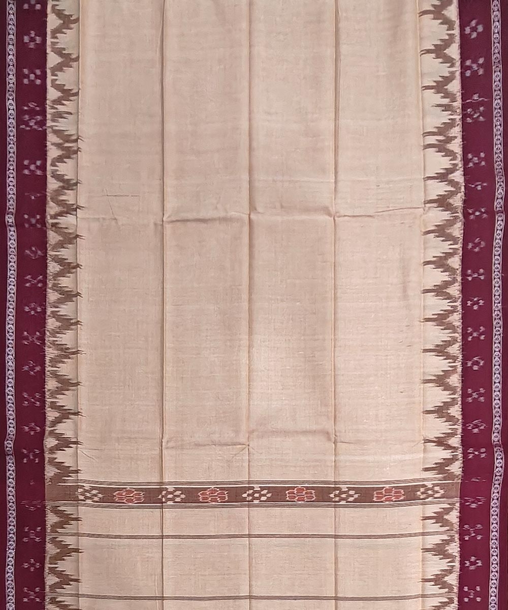 Beige Maroon Sambalpuri Handwoven Cotton Gamuchha Image 3