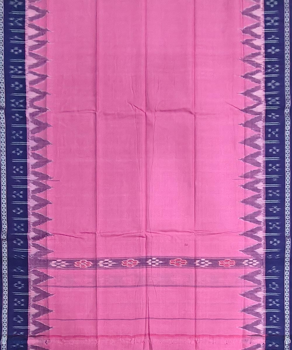 Pink Blue Sambalpuri Handwoven Cotton Gamuchha Image 3