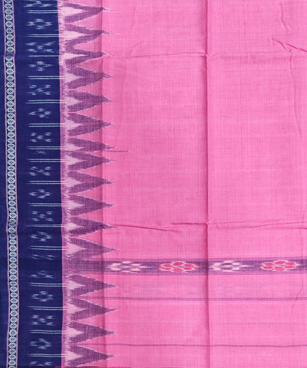 Pink Blue Sambalpuri Handwoven Cotton Gamuchha Image 4