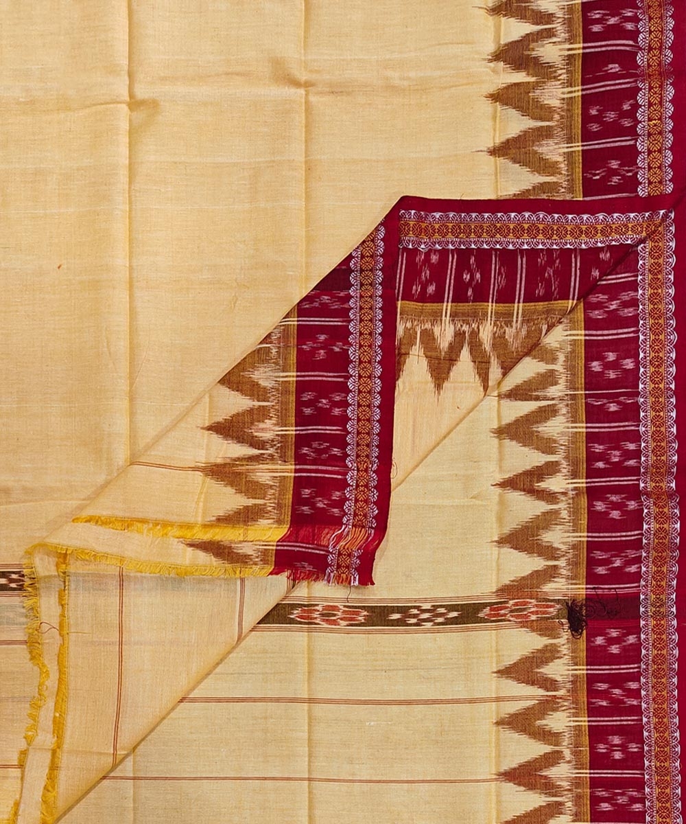 Yellow Maroon Sambalpuri Handwoven Cotton Gamuchha Image 1