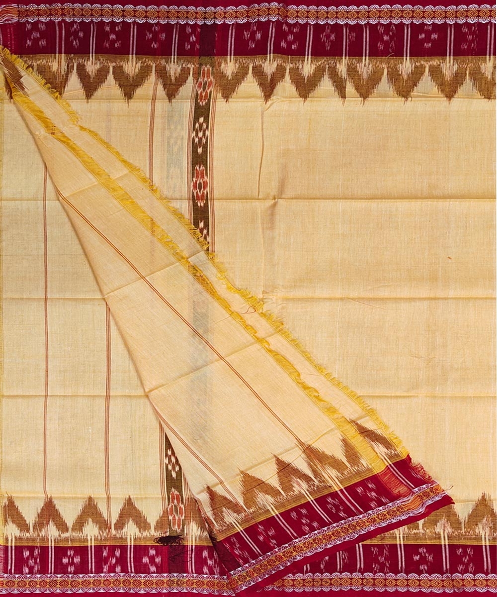 Yellow Maroon Sambalpuri Handwoven Cotton Gamuchha Image 2