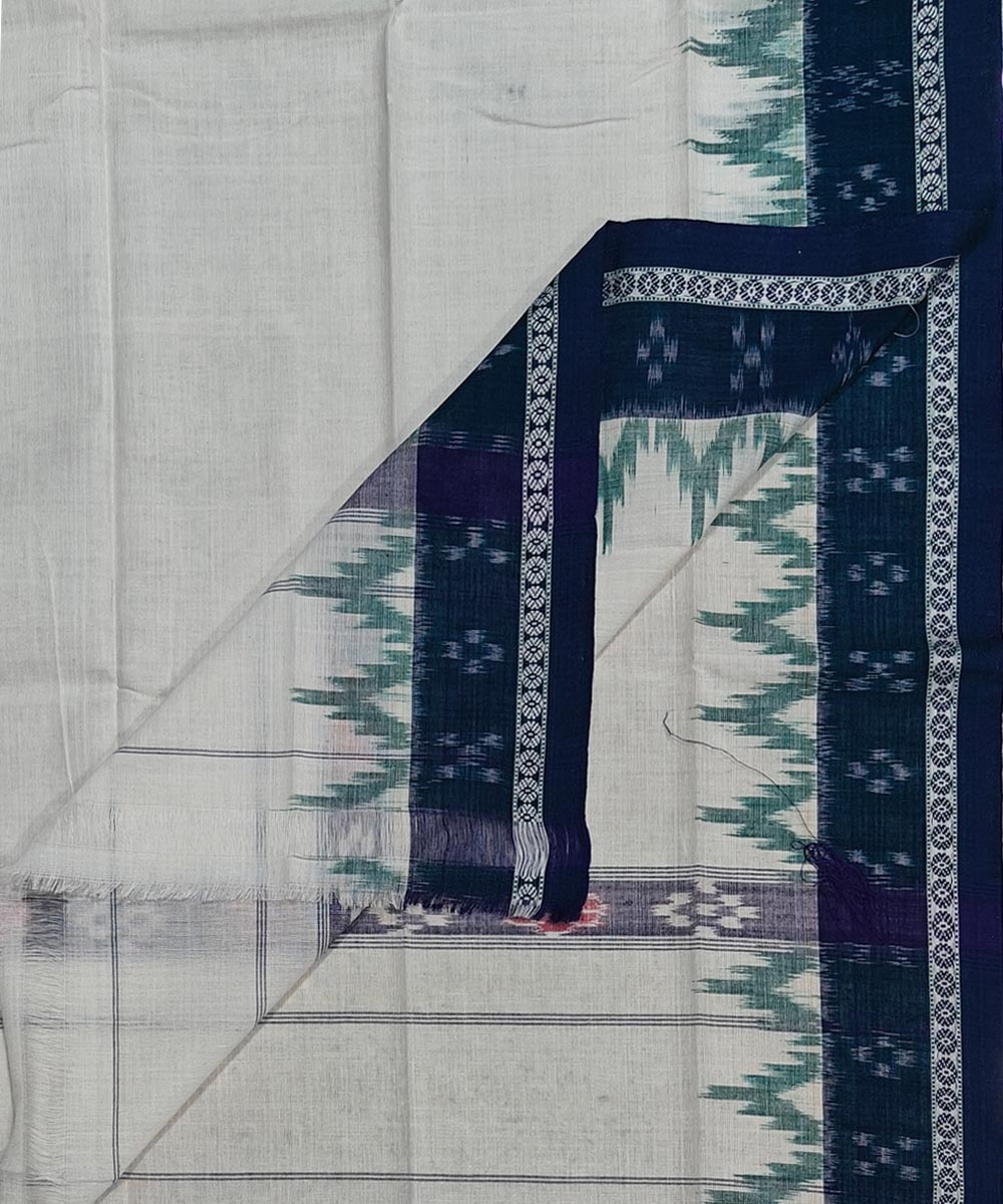 White Green Sambalpuri Handwoven Cotton Gamuchha Image 1
