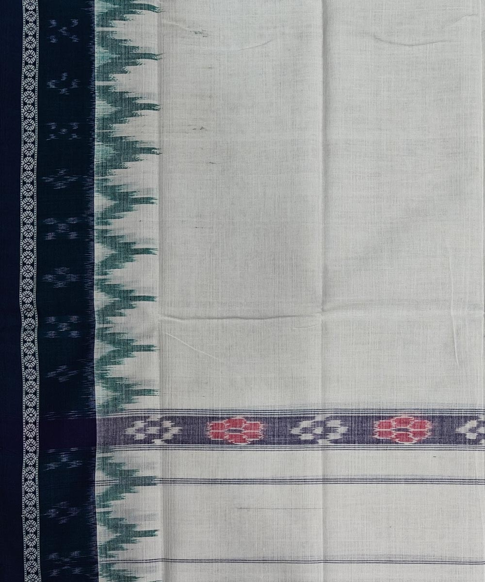 White Green Sambalpuri Handwoven Cotton Gamuchha Image 4