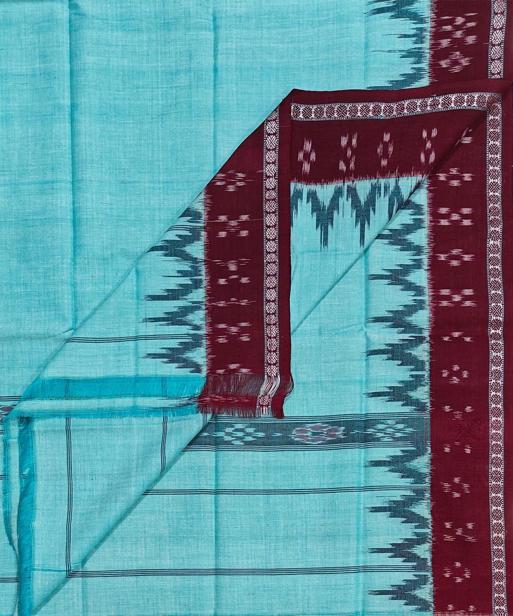 Green Maroon Sambalpuri Handwoven Cotton Gamuchha Image 1