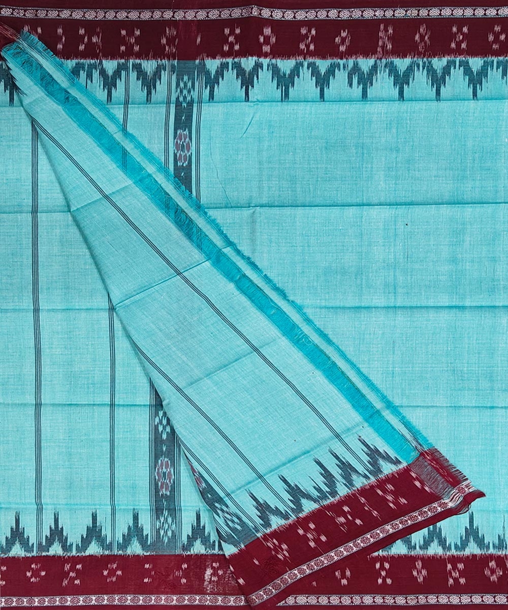Green Maroon Sambalpuri Handwoven Cotton Gamuchha Image 2