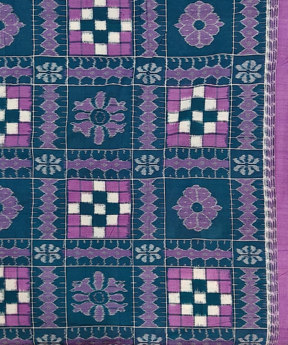 Green Maroon Sambalpuri Handwoven Cotton Double Bed Sheet Image 3