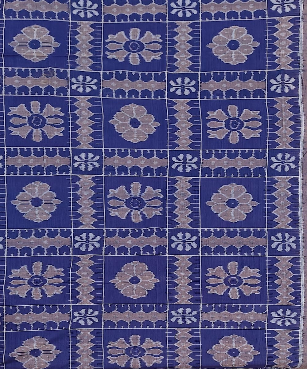 Blue Sambalpuri Handwoven Cotton Double Bed Sheet Image 3