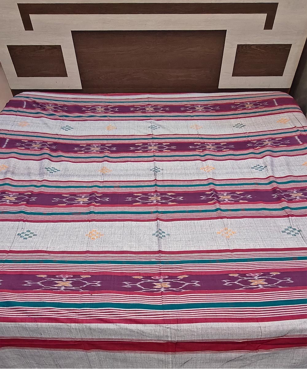 Gray Sambalpuri Handwoven Cotton Double Bed Sheet Image 1