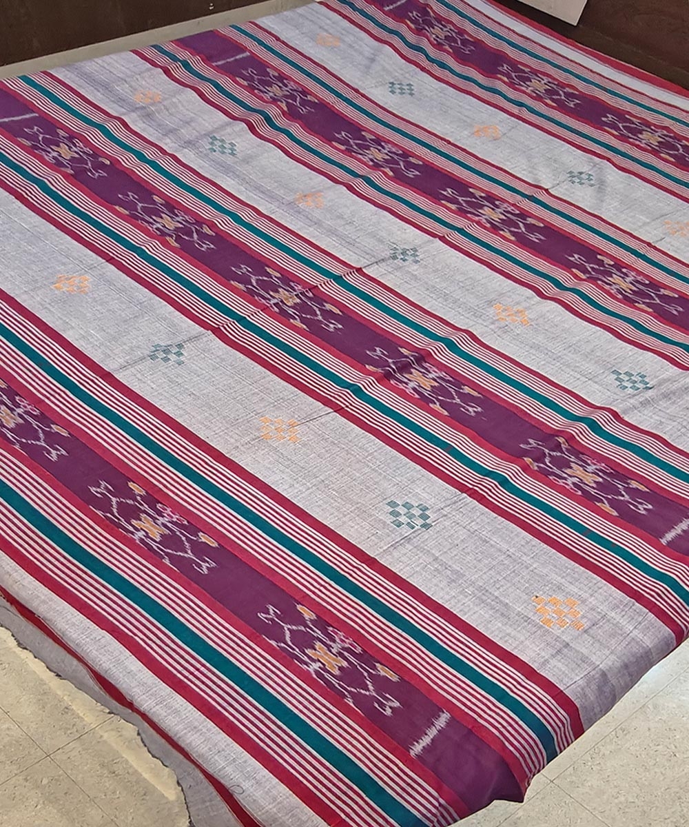 Gray Sambalpuri Handwoven Cotton Double Bed Sheet Image 2
