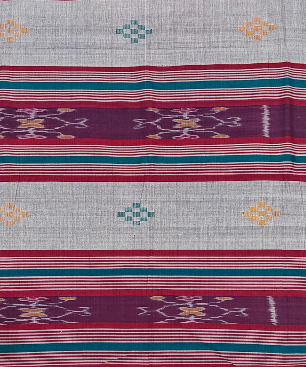 Gray Sambalpuri Handwoven Cotton Double Bed Sheet Image 3