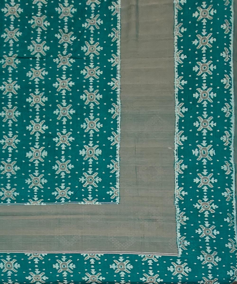 Green Brown Sambalpuri Handwoven Cotton Double Bed Sheet Image 3