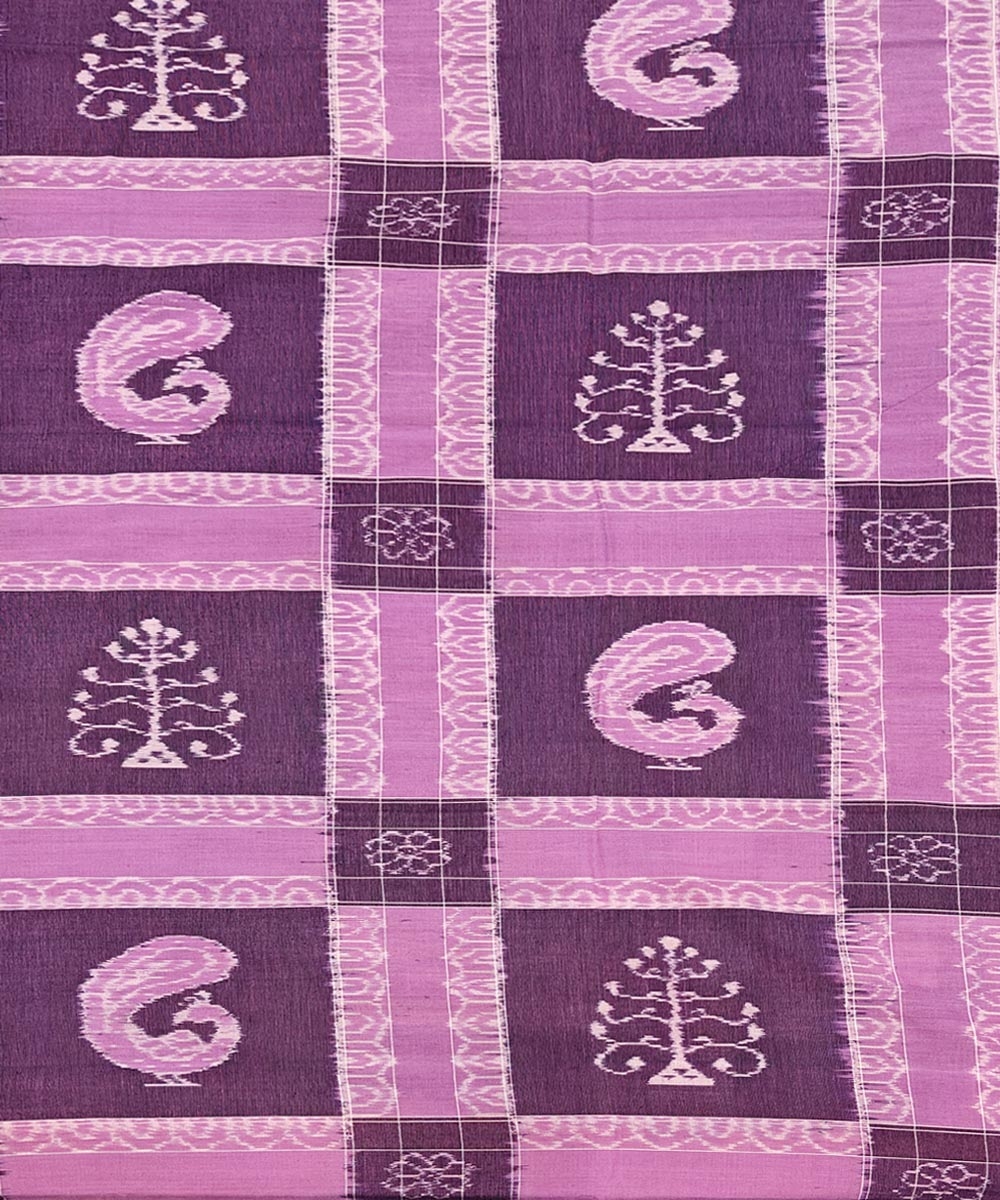 Purple Sambalpuri Handwoven Cotton Double Bed Sheet Image 3