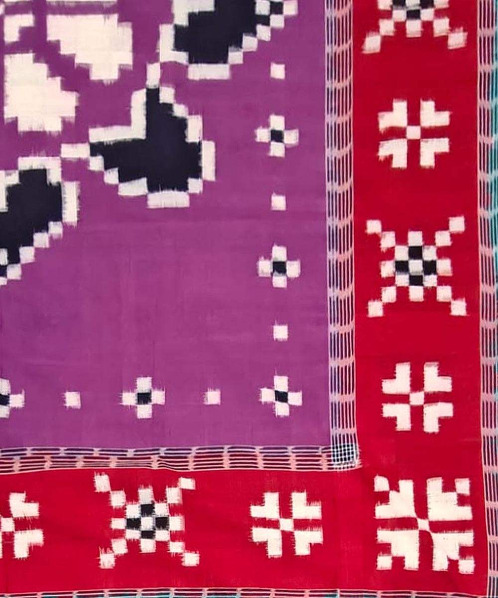 Purple Sambalpuri Handwoven Cotton Double Bed Sheet Image 3