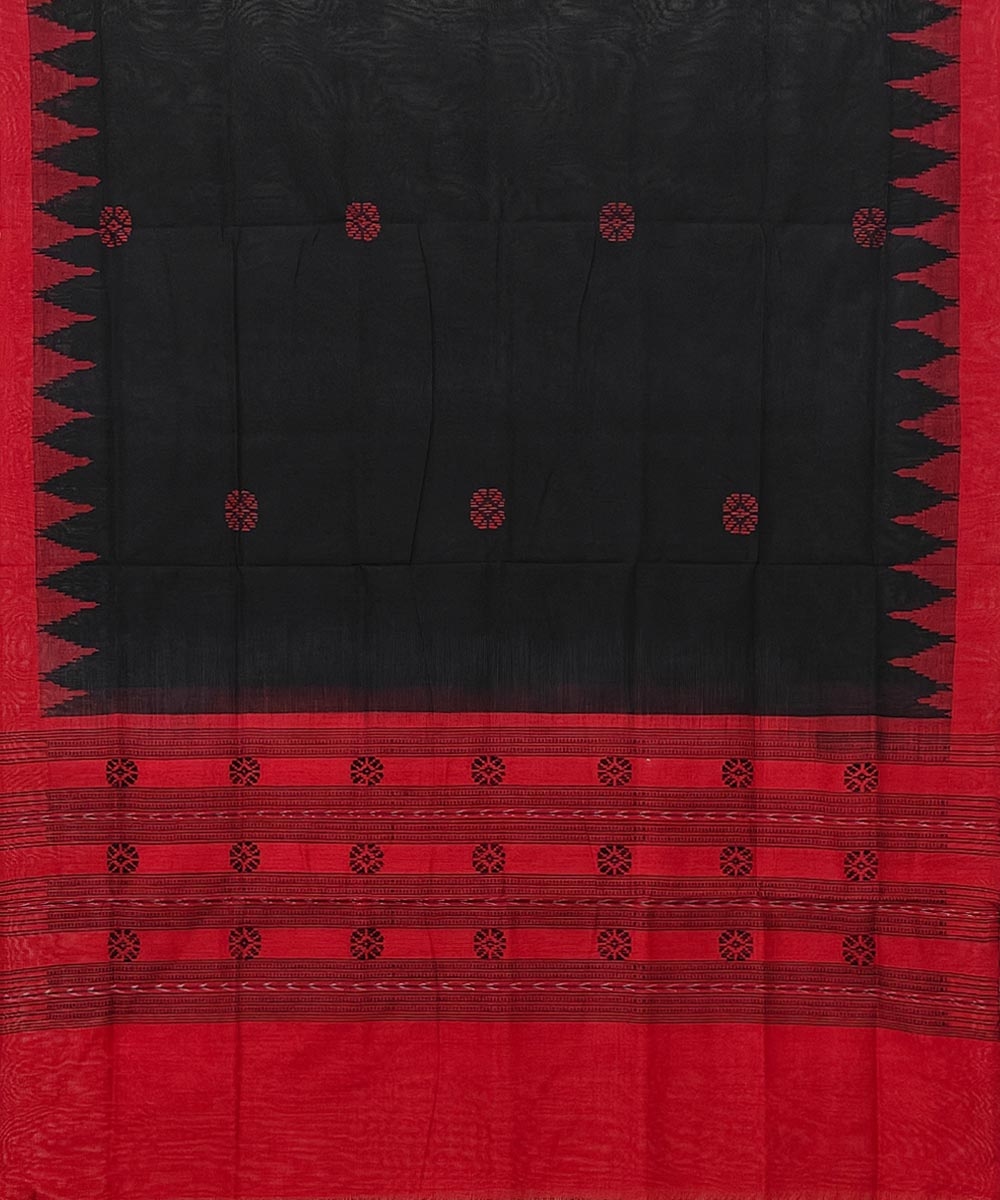 Black Red Sambalpuri Handwoven Single Ikat Cotton Dupatta Image 2