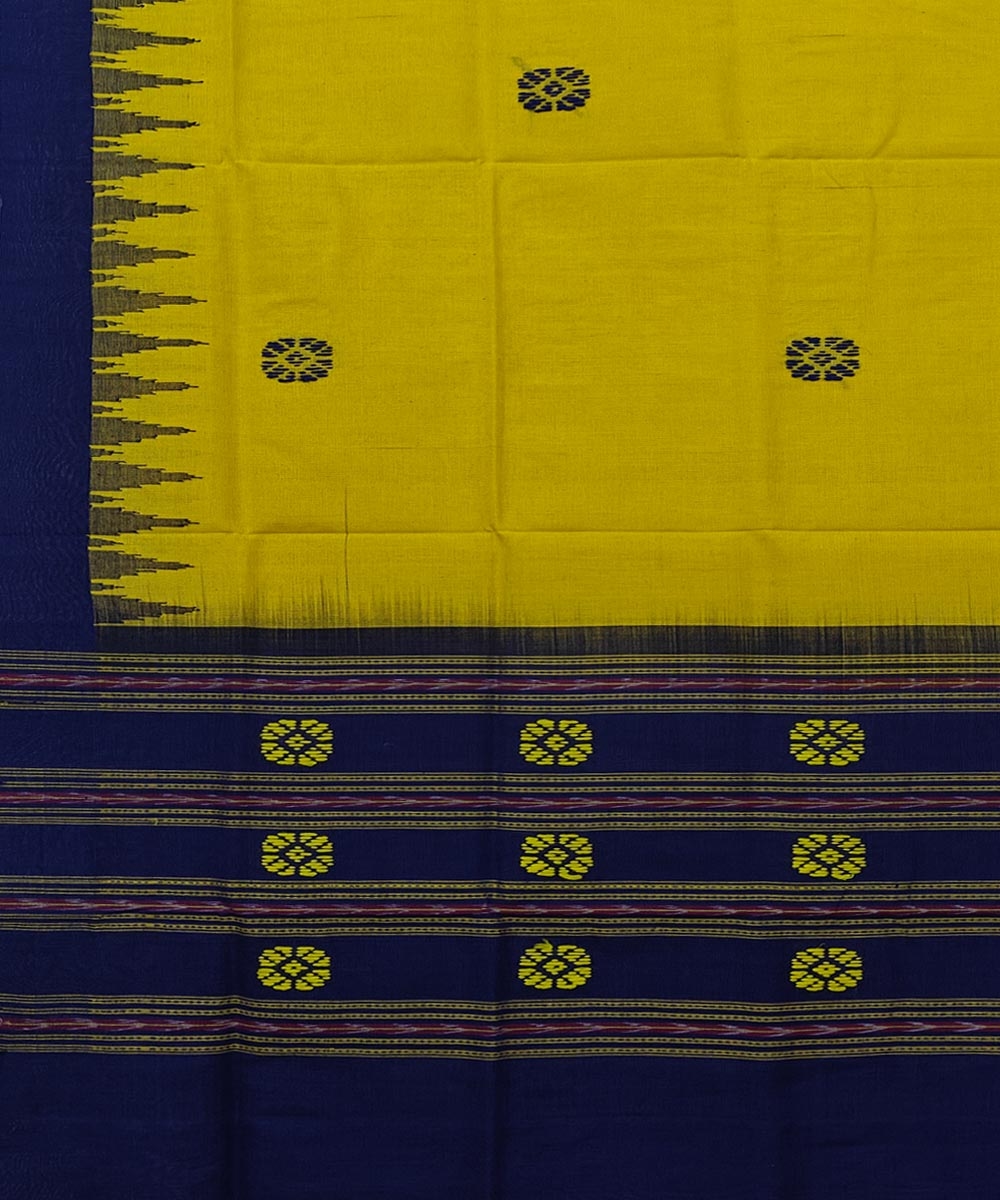 Yellow Black Sambalpuri Handwoven Single Ikat Cotton Dupatta Image 3