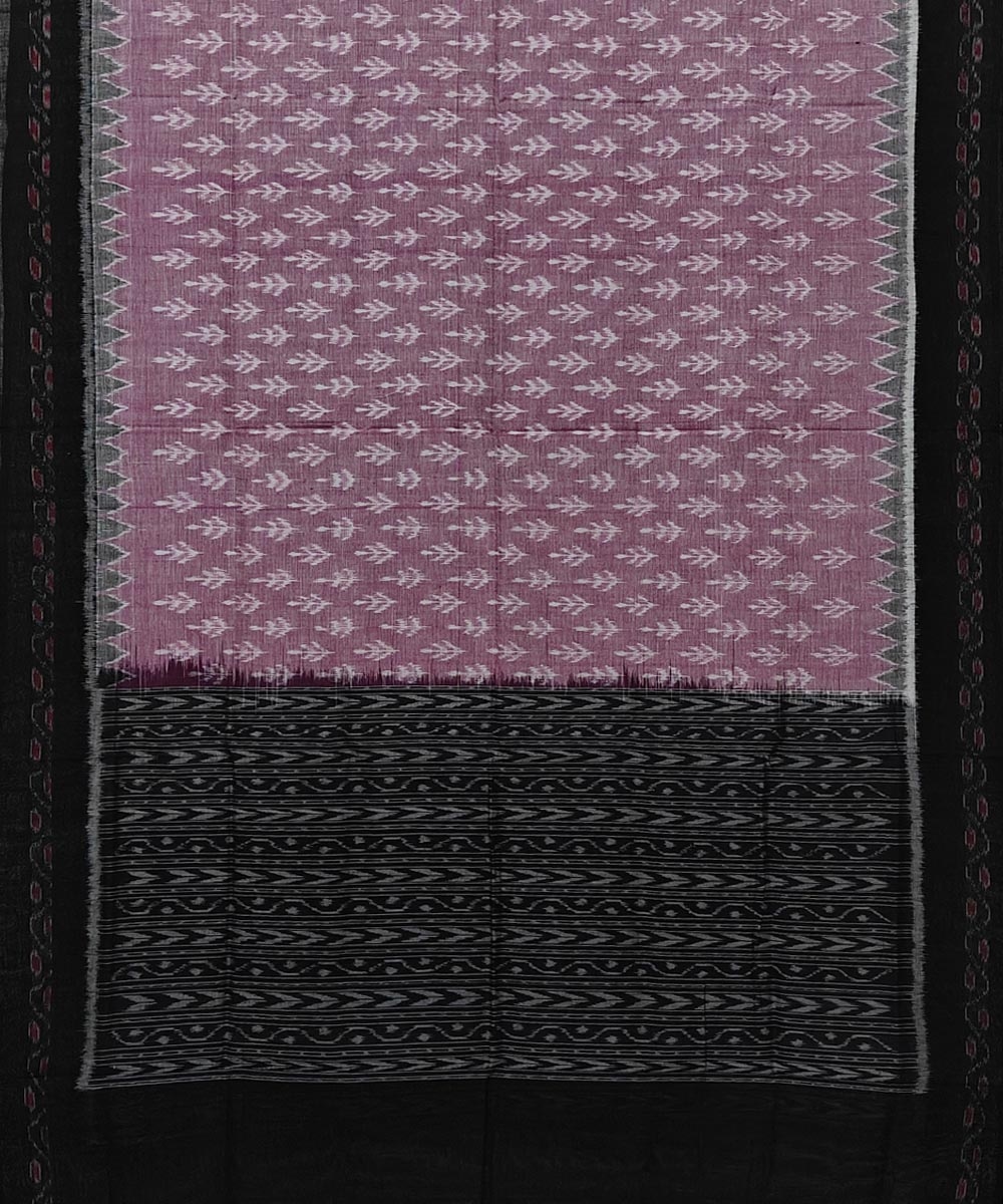 Pink Black Sambalpuri Handwoven Single Ikat Cotton Dupatta Image 2
