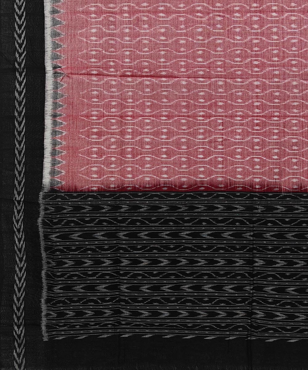 Pink Black Sambalpuri Handwoven Single Ikat Cotton Dupatta Image 3