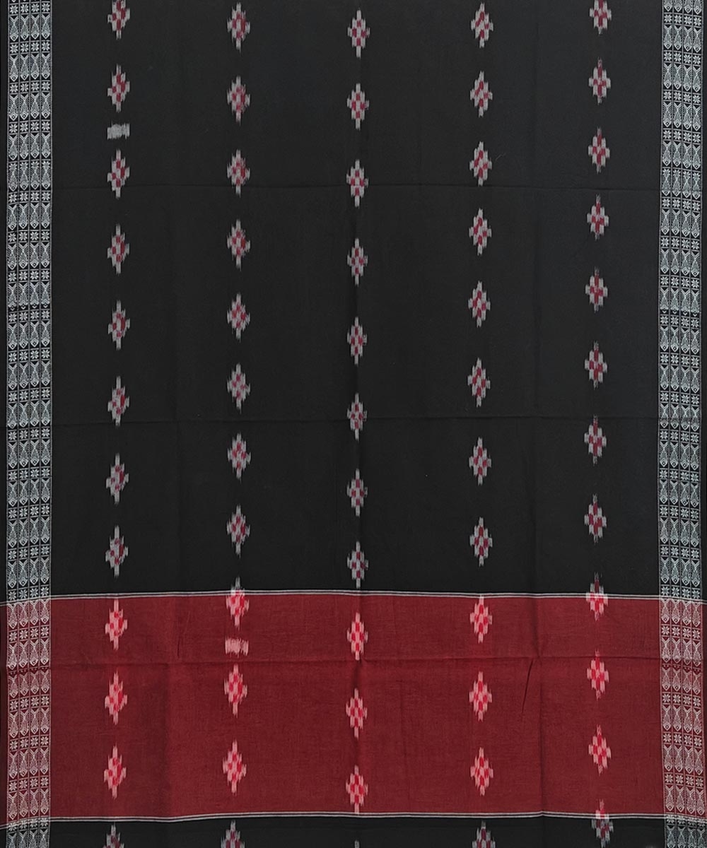Black Sambalpuri Handwoven Single Ikat Cotton Dupatta Image 2