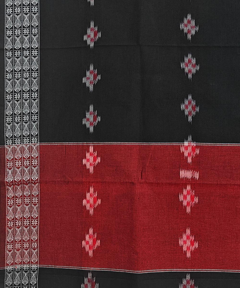 Black Sambalpuri Handwoven Single Ikat Cotton Dupatta Image 3