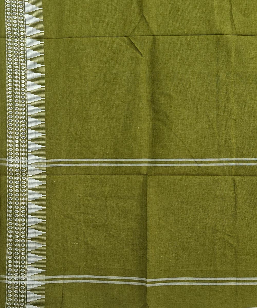 Olive Sambalpuri Handwoven Single Ikat Cotton Dupatta Image 3