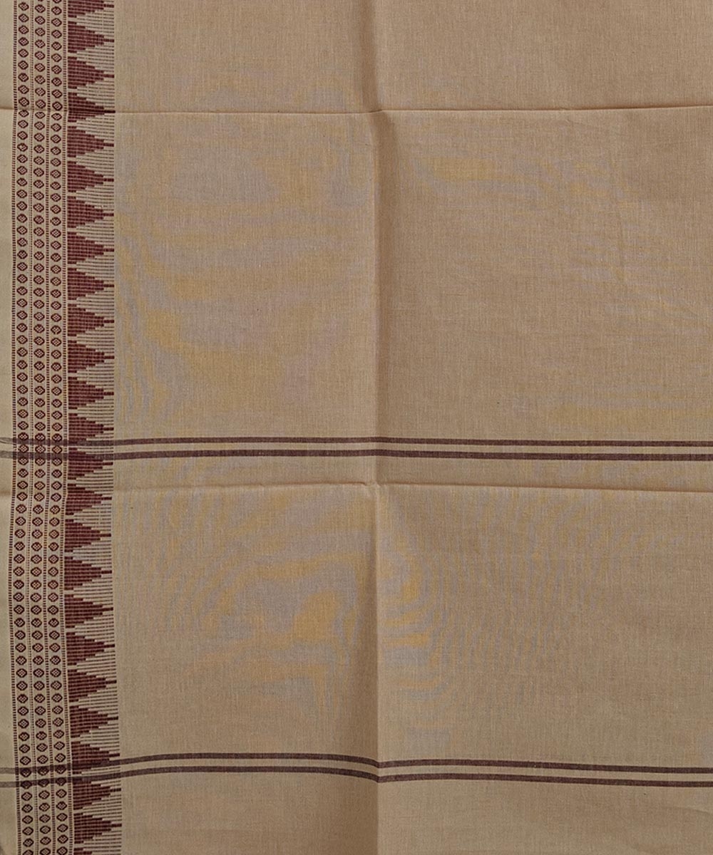 Beige Sambalpuri Handwoven Single Ikat Cotton Dupatta Image 3