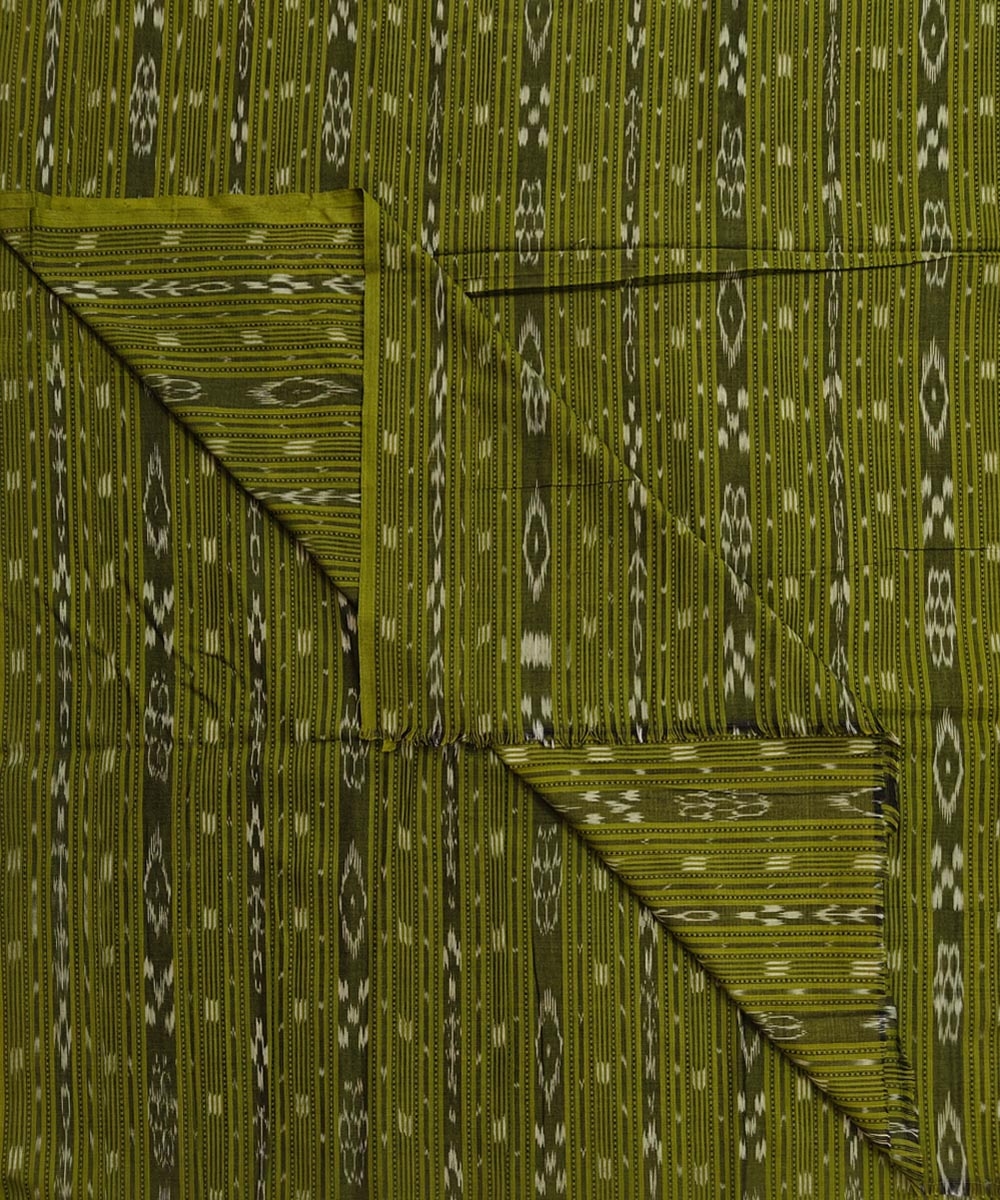 Olive Sambalpuri Handwoven Single Ikat Shirting Materials Image 3