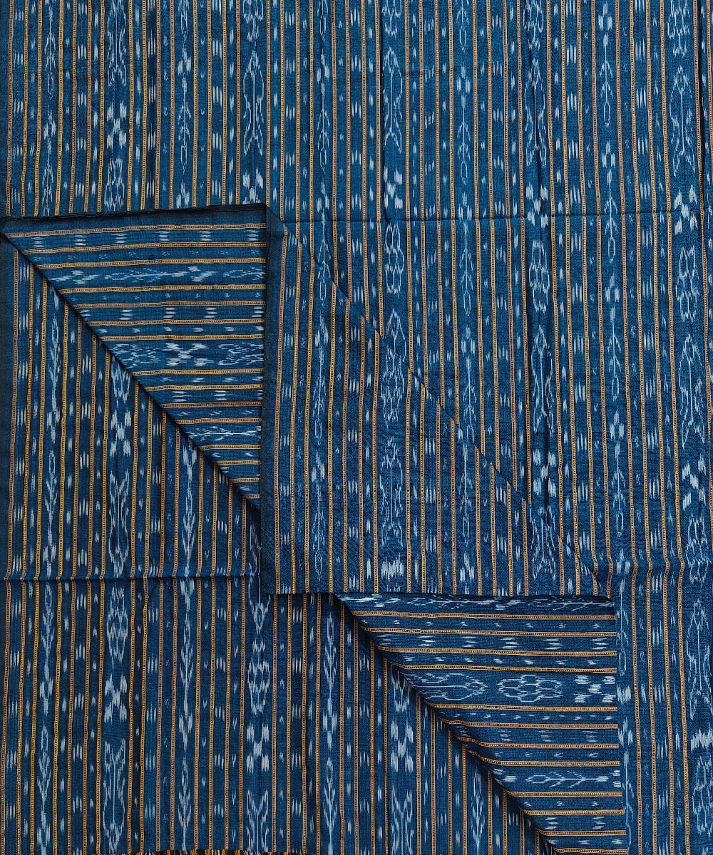 Blue Sambalpuri Handwoven Single Ikat Shirting Materials Image 3