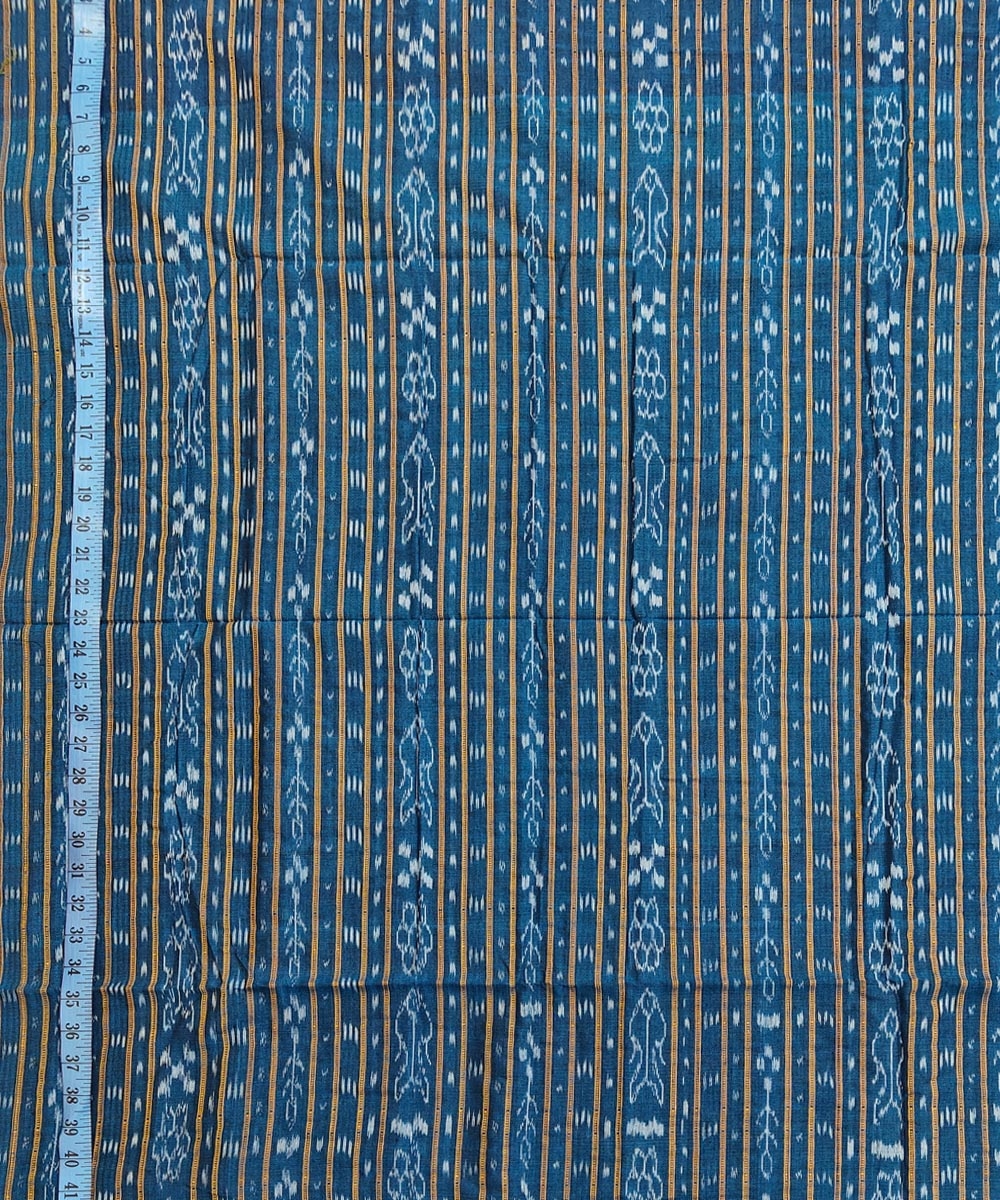 Blue Sambalpuri Handwoven Single Ikat Shirting Materials Image 4