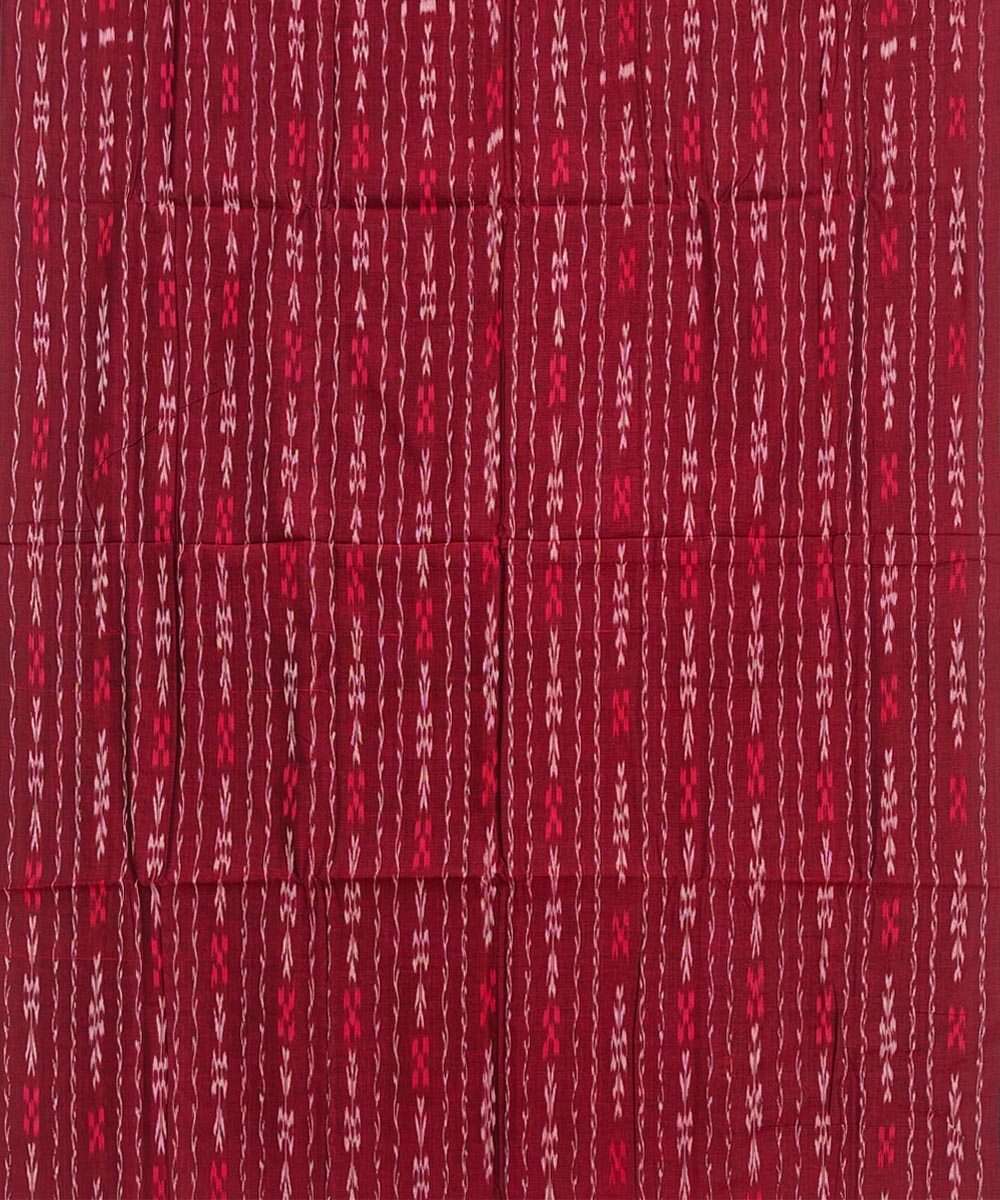 Red Sambalpuri Handwoven Single Ikat Shirting Materials Image 2
