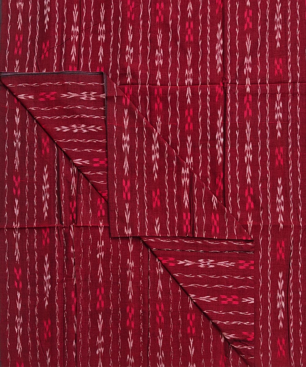 Red Sambalpuri Handwoven Single Ikat Shirting Materials Image 3