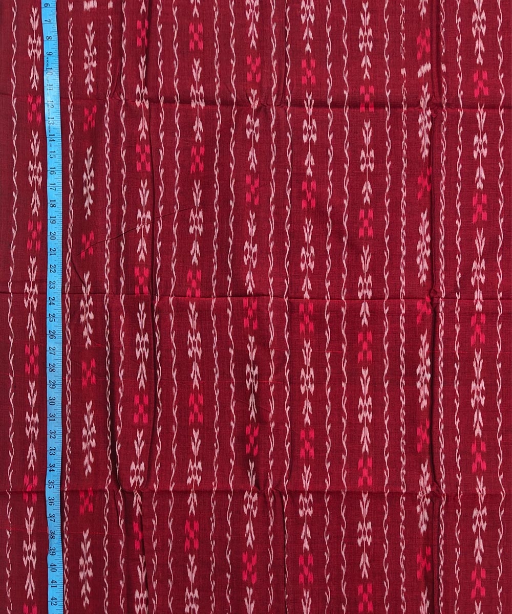 Red Sambalpuri Handwoven Single Ikat Shirting Materials Image 4