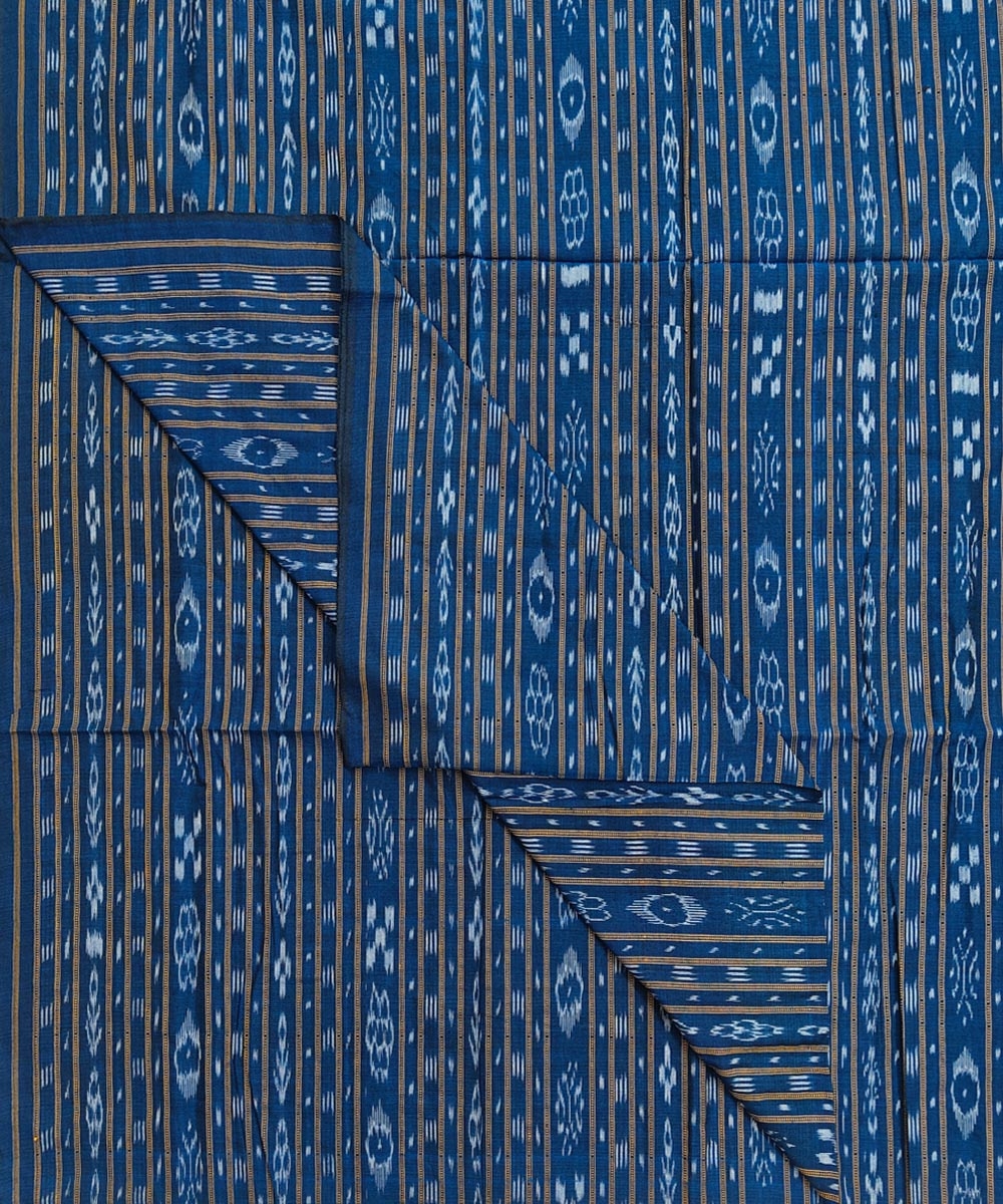 Blue Sambalpuri Handwoven Single Ikat Shirting Materials Image 3