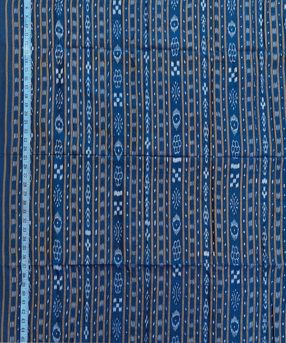 Blue Sambalpuri Handwoven Single Ikat Shirting Materials Image 4