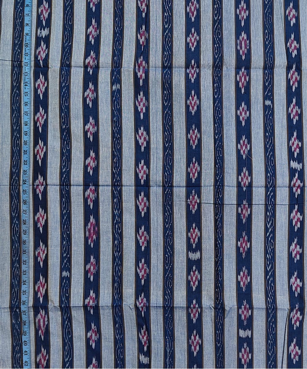 Blue Sambalpuri Handwoven Single Ikat Shirting Materials Image 4