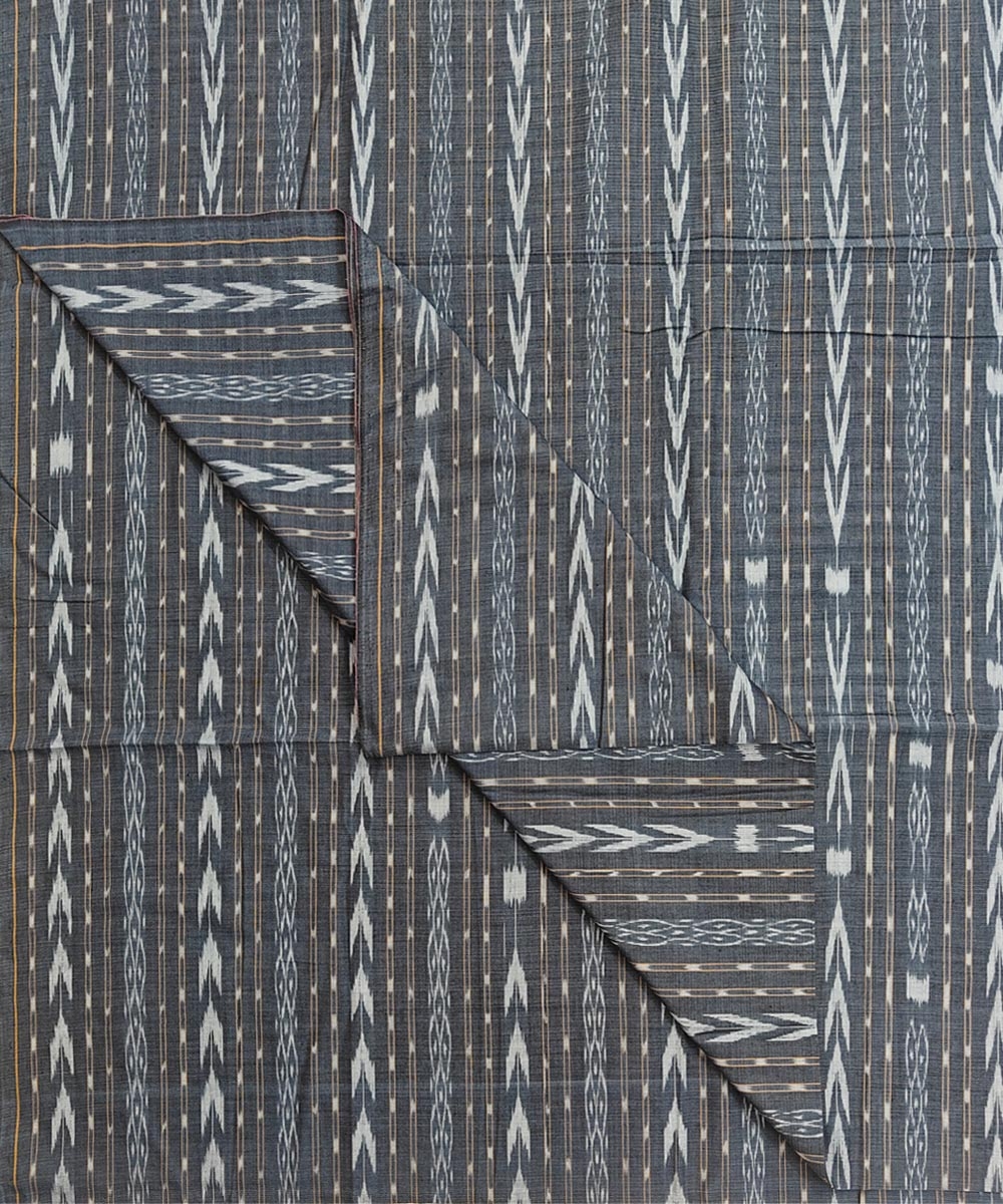 Gray Sambalpuri Handwoven Single Ikat Shirting Materials Image 3
