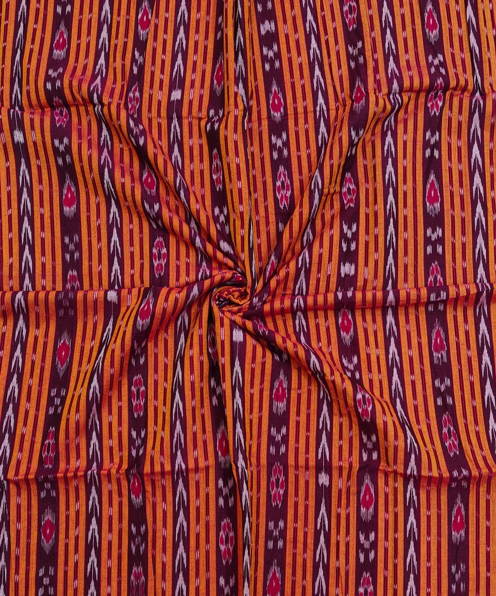 Orange Sambalpuri Handwoven Single Ikat Shirting Materials Image 1