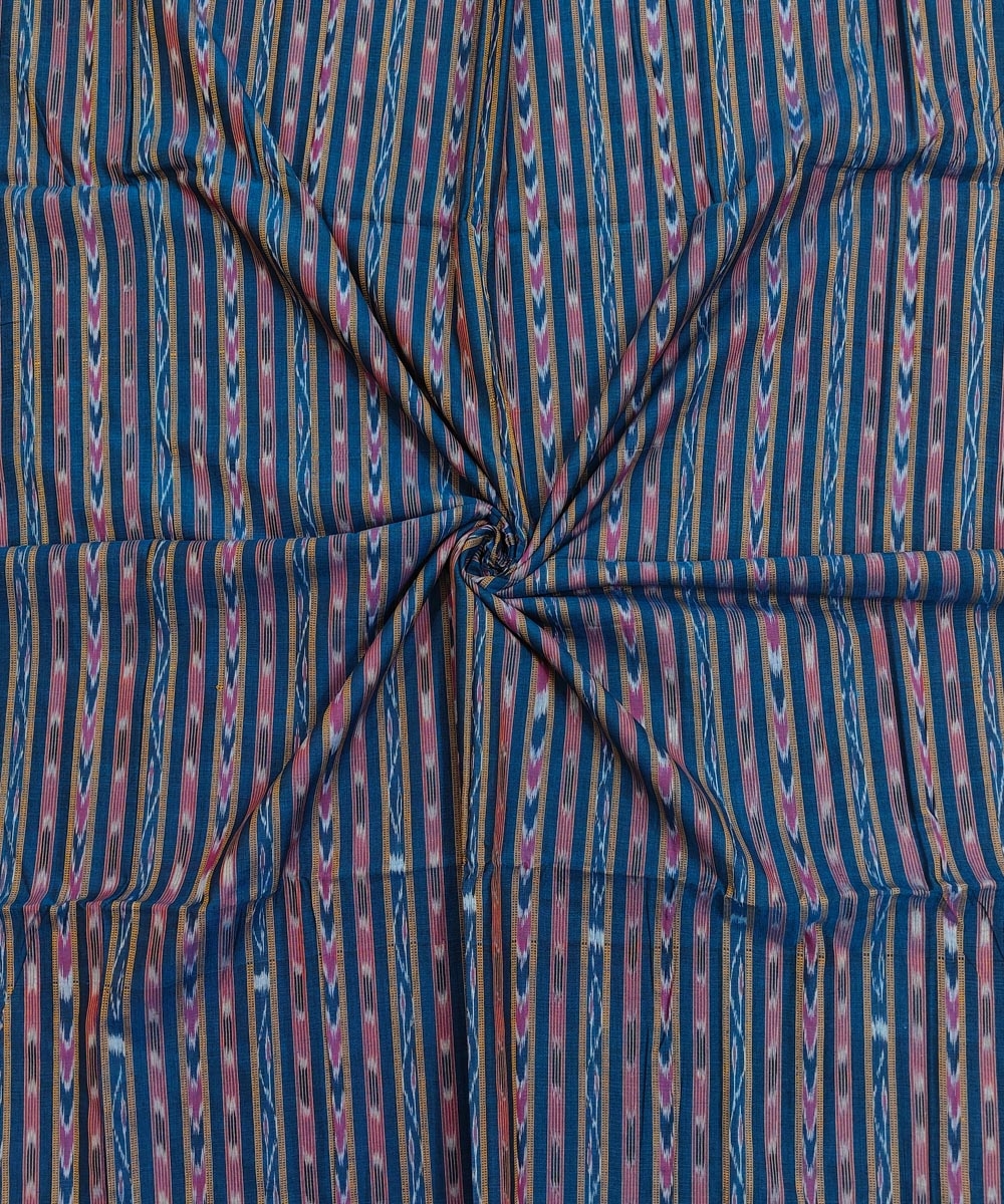 Blue Sambalpuri Handwoven Single Ikat Shirting Materials Image 1