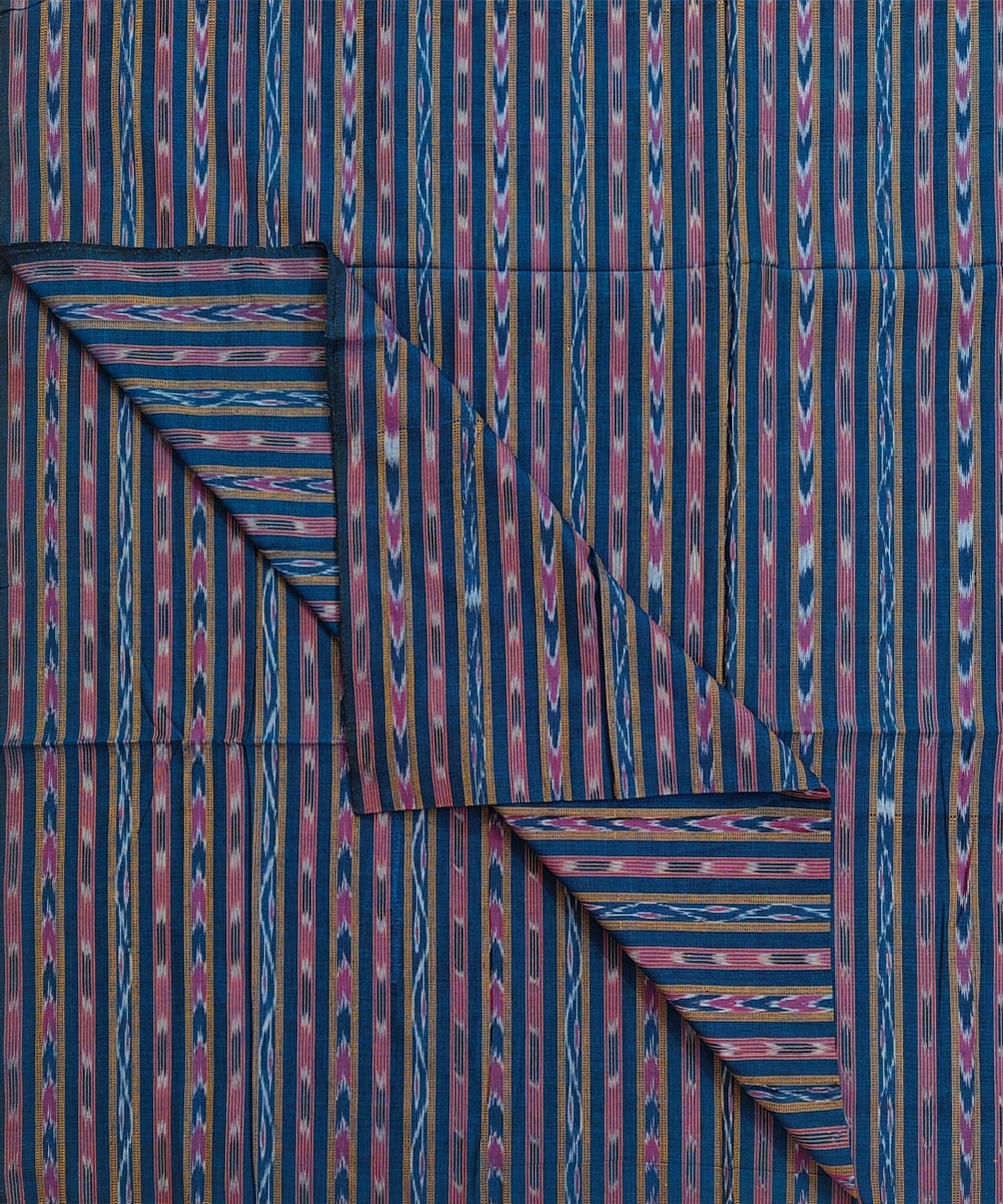 Blue Sambalpuri Handwoven Single Ikat Shirting Materials Image 3
