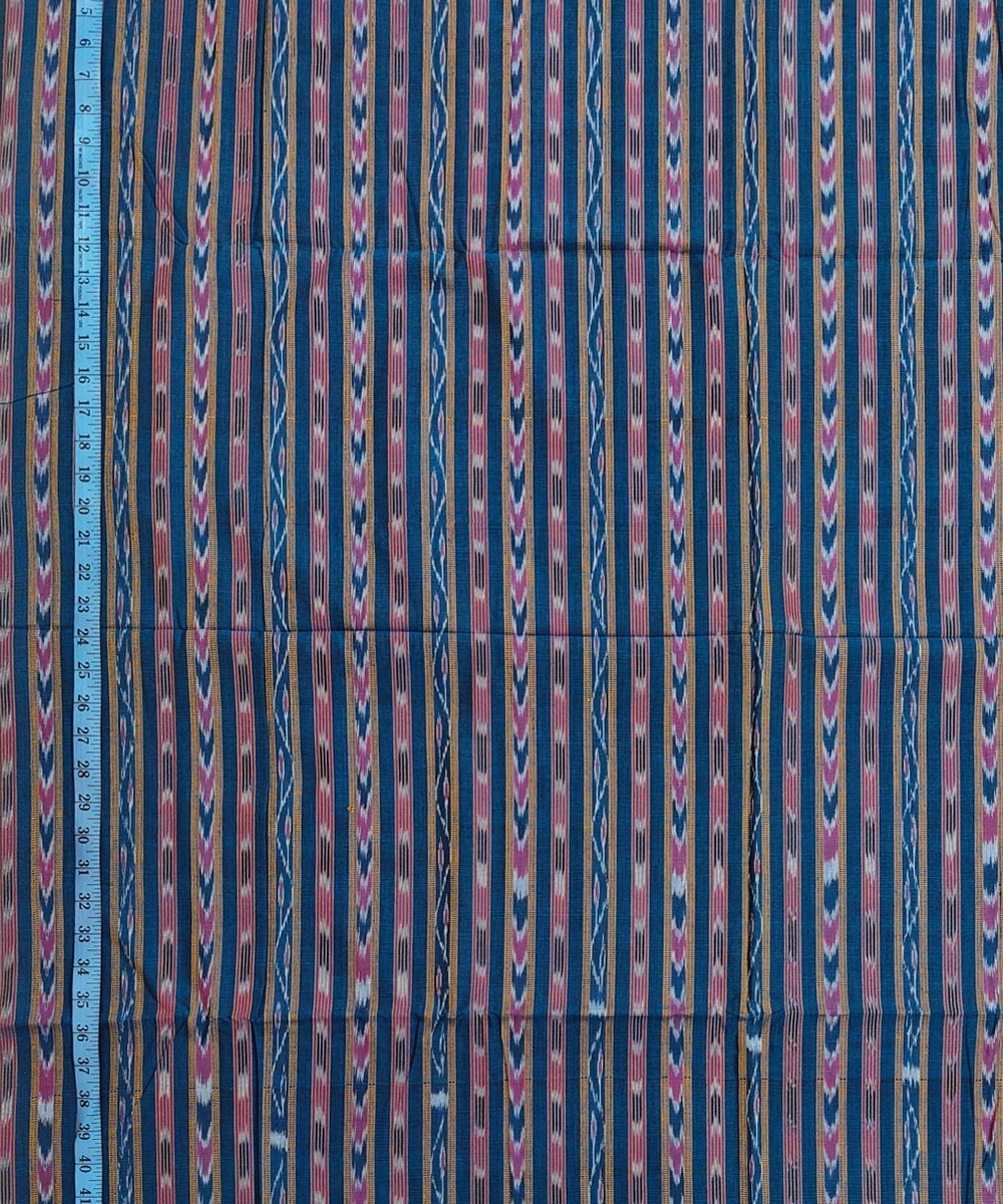 Blue Sambalpuri Handwoven Single Ikat Shirting Materials Image 4