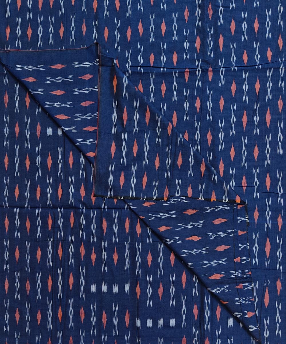 Blue Sambalpuri Handwoven Single Ikat Shirting Materials Image 3