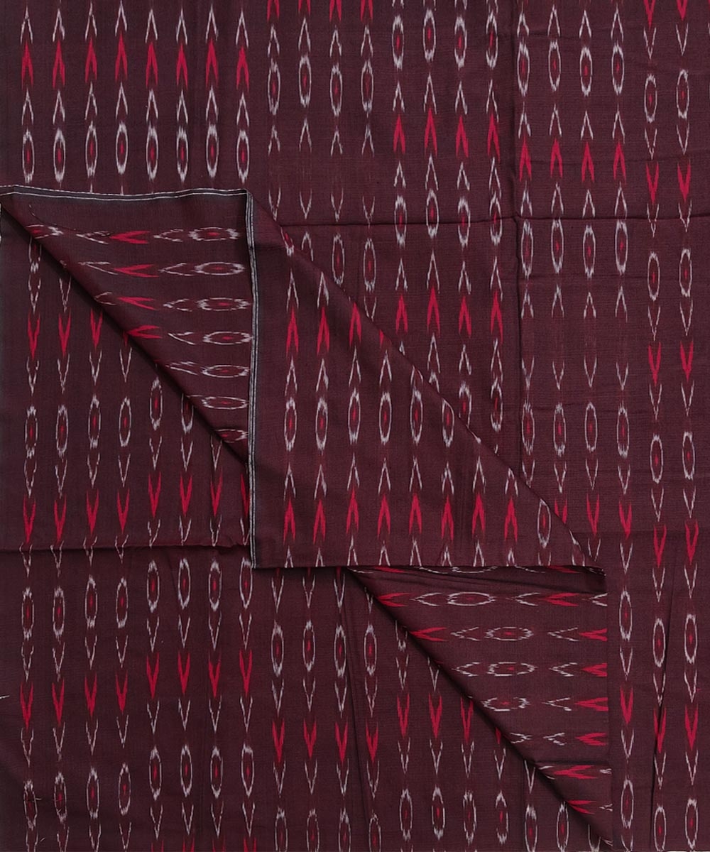 Maroon Sambalpuri Handwoven Single Ikat Shirting Materials Image 3